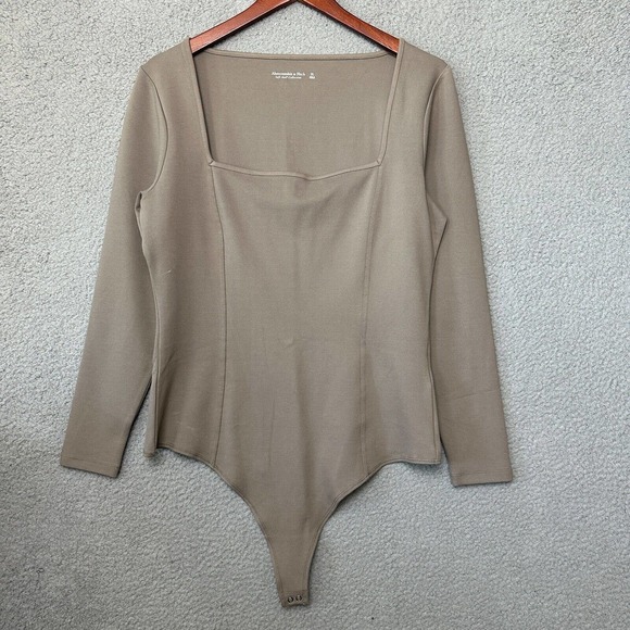 Abercrombie & Fitch Tops - Abercrombie Fitch Bodysuit Women Extra Large Brown Square Neck Long Sleeve Thick
